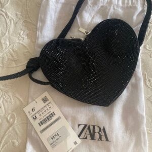 Zara sparkle black heart purse